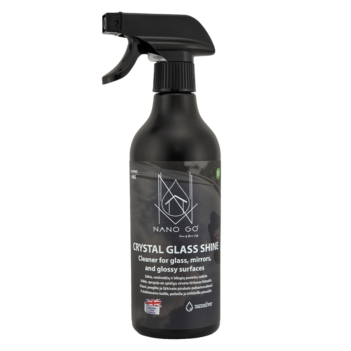 NANO GO Crystal Glass Shine Glass Cleaner 500 ml NANO GO Crystal Glass Shine glass cleaner 500 ml bottle with trigger sprayer
