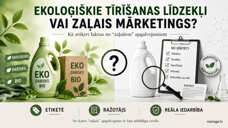 Ekoloģiska tīrīšanas līdzekļa un zaļā mārketinga salīdzinājums, vērtējot etiķeti, sastāvu, sertifikātus un reālo iedarbību